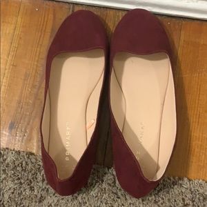 Maroon velvet primary ballet flats